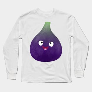 Cute happy purple fig fruit cartoon Long Sleeve T-Shirt